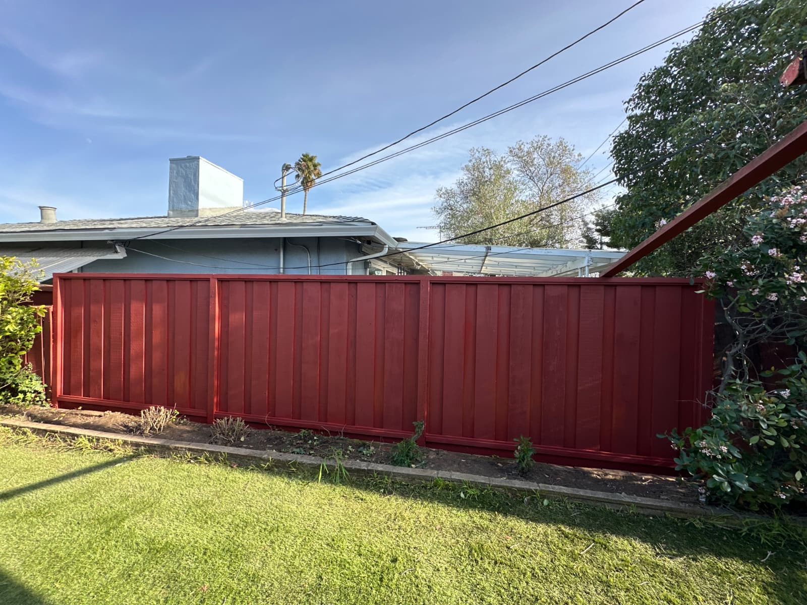 Residential redwood board fence installation in Marin County by Al's Automatic Gate